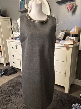 Cynthia Rowley Charcoal Dress with Embellished Neckline